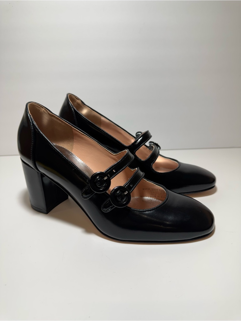 New J. Crew Maisie Double Strap Heels Italian Leather Black Mary Jane Size 7.5 - Picture 2 of 14
